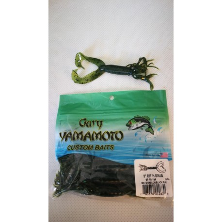 GARY YAMAMOTO - Hula Grub 5" Doble Cola color 194 watermelon/purpurina negra