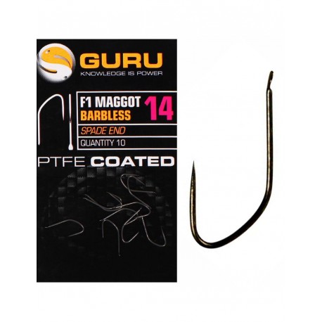 Guru F1 Maggot Hook Barbless PTFE Coated nº16