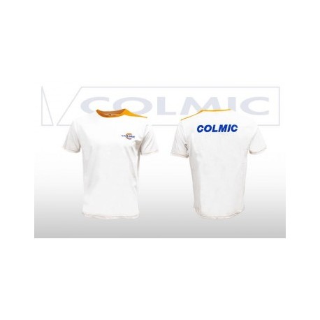 CAMISETA COLMIC BLANCA Y NARANJA MANGA CORTA TALLA M